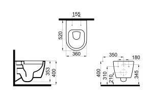 Sp&uuml;lrandloses Wand WC wei&szlig; matt Geberit UP320 Komplettset Komplettset mit Sigma01