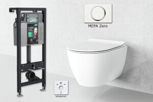 H&auml;nge WC randlos wei&szlig; matt MEPA Sp&uuml;lkasten Komplettset Zero