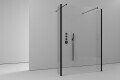 Klarglas Duschwand mit schwarzen Beschlägen und ESG Glas in 8mm Stärke für bodenebenen Aufbau
