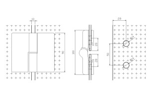 Duscht&uuml;rbeschlag &quot;Berta&quot; f&uuml;r Glas-Glas in Chrom Hebe Senkmechanismuss links