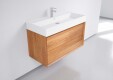 Badezimmer Unterschrank h&auml;ngend Eiche mit Handwaschbecken Weiss matt 100cm, 2 Schubladen - Ansicht 3