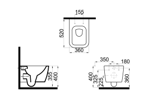 WC Set Eckig - Harmo Schwarz - Mepa Sp&uuml;lkasten Zero