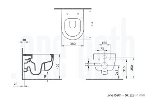 WC Set Sp&uuml;lrandlos Kurz - Lifa Schwarz - Mepa Sp&uuml;lkasten Zero