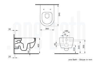 WC Set Sp&uuml;lrandlos Lang - Lifa Schwarz - Mepa Sp&uuml;lkasten Zero