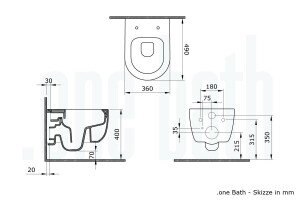 H&auml;nge WC in Hellblau Matt - Lifa kurz 49cm