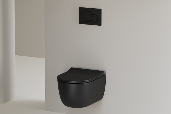 Spülrandloses Hänge WC 49cm schwarz matt Geberit Komplettset Sigma01