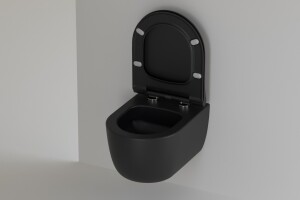 Sp&uuml;lrandloses H&auml;nge WC 49cm schwarz matt Geberit Komplettset Sigma01