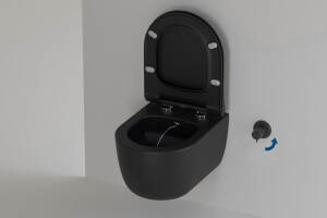 WC Komplettset schwarz matt inkl. Duschfunktion mit Geberit und Vitra Zubeh&ouml;r