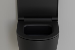 Schwarzes sp&uuml;lrandloses Wand WC kurz mit schmalem Deckel Mepa Komplettset
